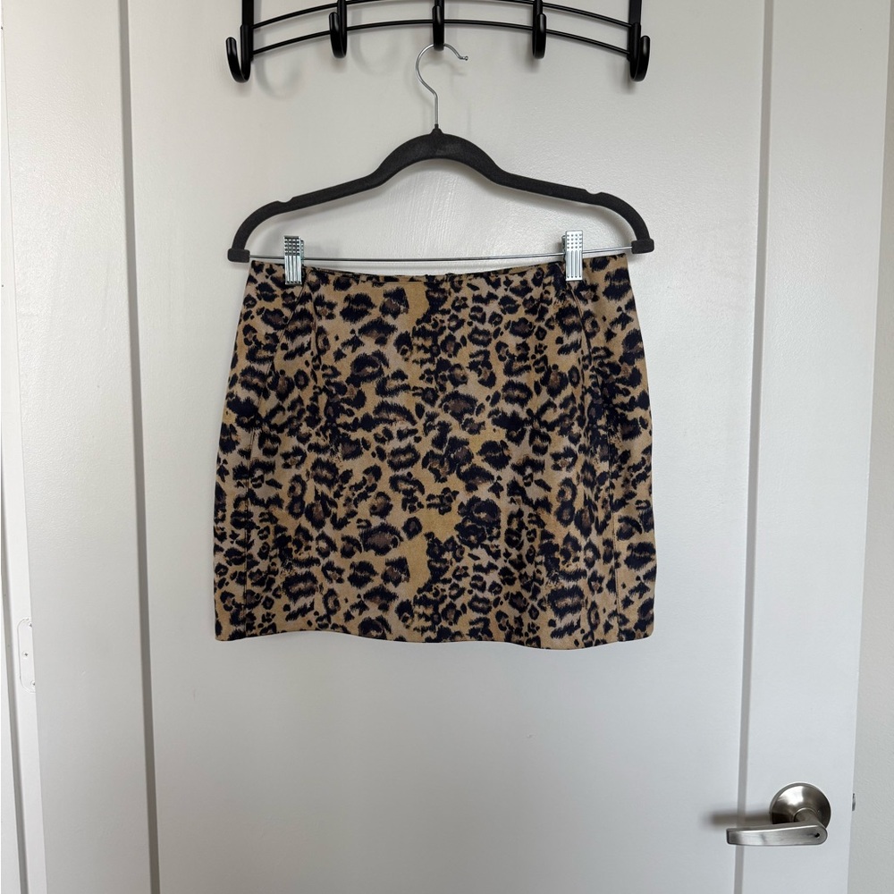 Aqua Leopard Mini Skirt in Tan and Black